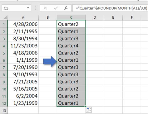 How To Find Or Get Quarter From A Given Date In Excel