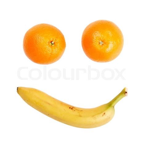 Smiley Oranges And Banana Isolated On White Stock Photo Colourbox