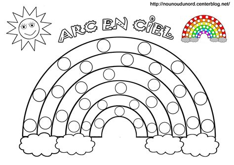 coloriage arc en ciel et a gommettes