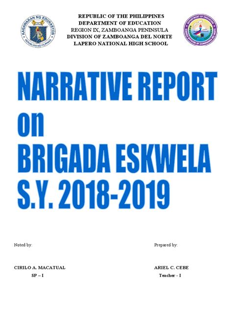 Brigada Eskwela Narrative 2018 Pdf Teaching Human Nature