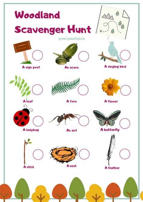 Simple Woodland Scavenger Hunt With Free Printable Growing Healthy Kids