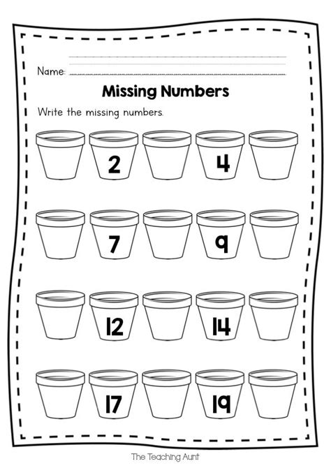 Free Missing Numbers Worksheets The Teaching Aunt Missing Number
