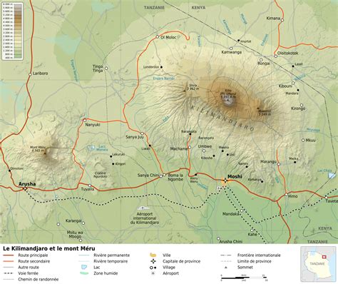 Filemount Kilimanjaro And Mount Meru Map Fr Wikimedia Commons