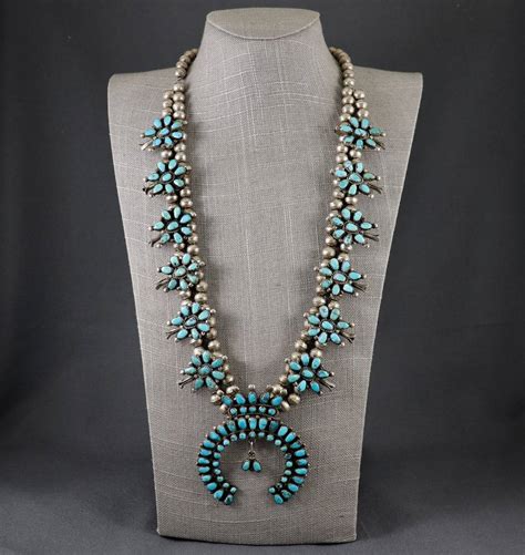 Necklace Zuni Turquoise Squash Blossom Cjrem