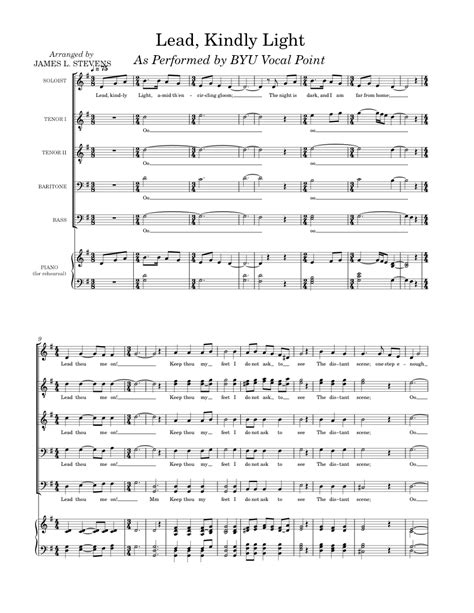 Byu Vocal Point Lead Kindly Light Sheet Music For Piano Tenor Bass