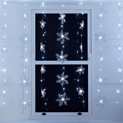 Lights4fun 36 Micro White Led Snowflake Star Curtain Light Christmas