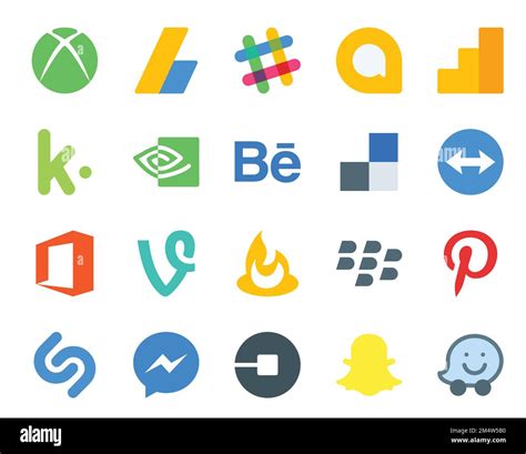 20 Social Media Icon Pack Including Shazam Blackberry Nvidia