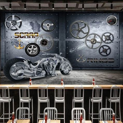 Custom Photo Wallpaper Industrial Machinery Mural Motorcycle Gear