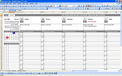 Excel Spreadsheet Template For Scheduling —