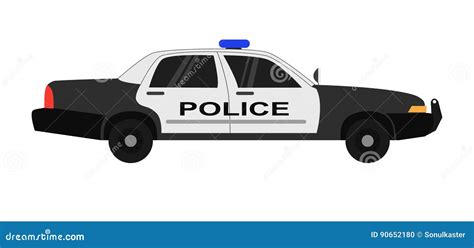 Police Car Realistic Vector Illustration Isolated On White Background