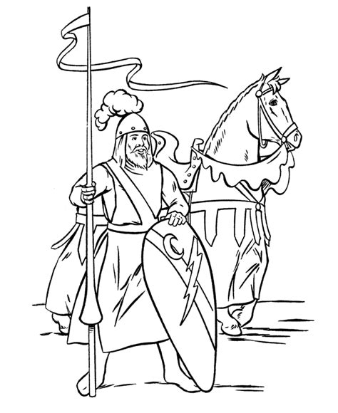 It seems that the king is in some danger, and the knight has come hurriedly to defend the castle and protect his master. BlueBonkers - Medieval Knights in Armor Coloring Sheets ...