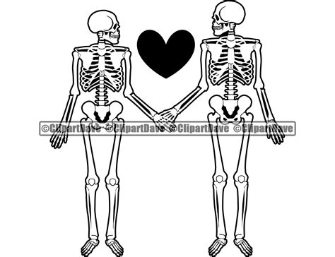 Skeleton Couple Love Heart Svg Design Logo Skull Soulmate Etsy