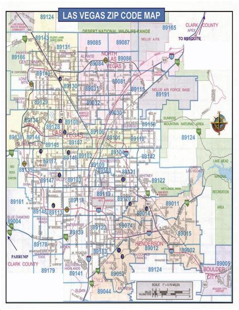 Greater Las Vegas Nevada Detailed Region Zip Codes Wall Map Metro Maps