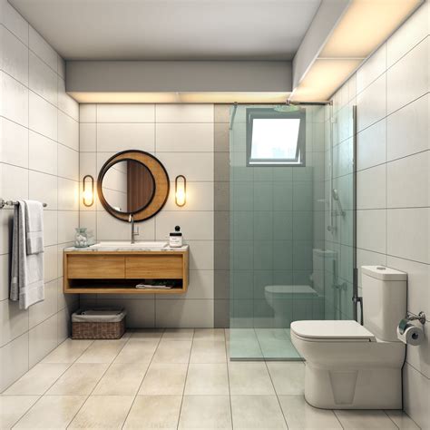 Contemporary Spacious Toilet Design With Storage Cabinet Livspace