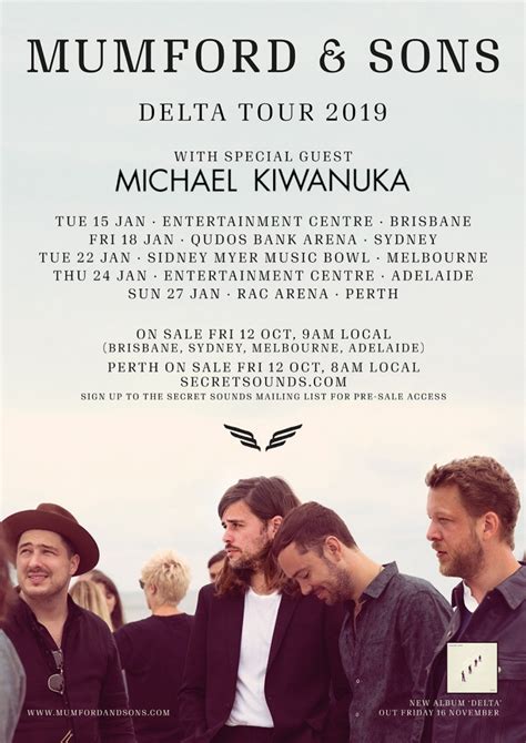 Mumford And Sons Delta Australian Tour 2019 With Special Guest Michael