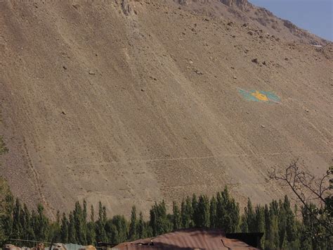 Khorog Tajikistan Ismaili Flag On The Mountain Slope Ismailimail