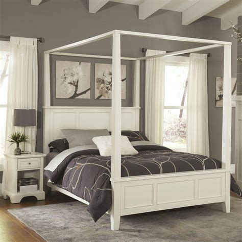 Home Styles Naples White King Canopy Bed 5530 610 The Home Depot