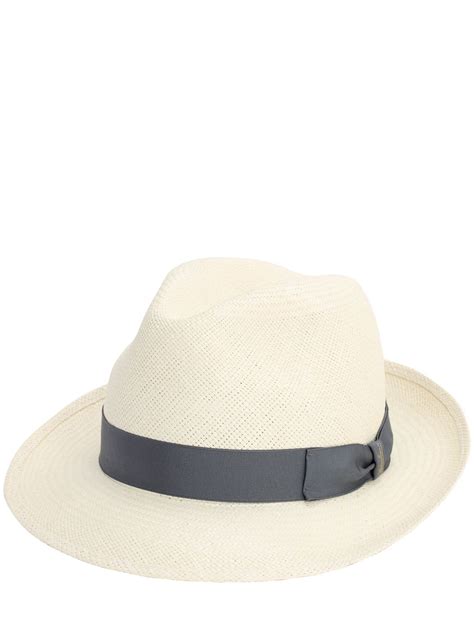 Borsalino Quito Medium Brim Straw Panama Hat In Whiteblue Modesens
