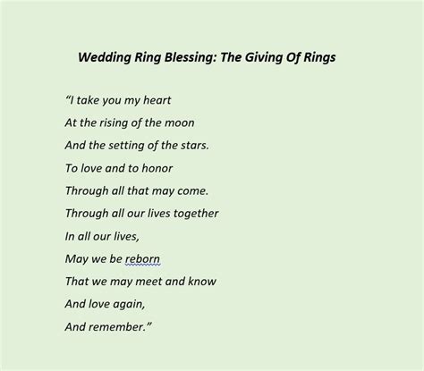 Wedding Ring Blessing The Giving Of Rings Verse Wedding Ring