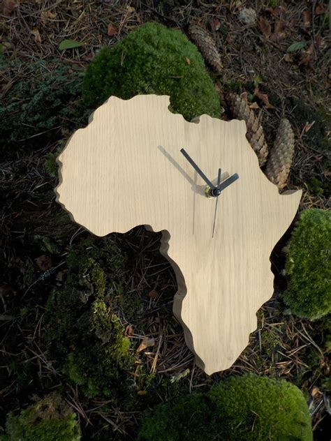 Africa Wood Clock Oak Clock Clock Wall Wood Wall Clock Etsy