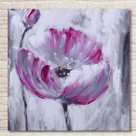 Hand Painted Purple Floral Paintings Modern Home