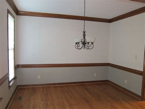 Also known as dado rail, chair rail is a type of moulding fixed horizontally to the wall around the perimeter of a room.. Image result for one color walls with chair rail | Dining ...