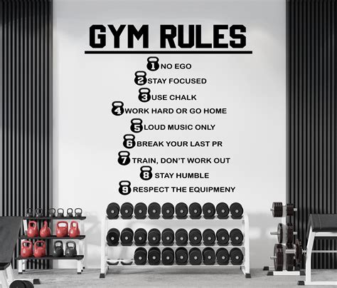 Gym Rules Wall Decal Gym Wall Decor Sport Motivation Workout Etsy
