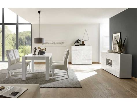 Salle à manger lumineuse blanc laqué design ELDA | Wohnzimmertisch