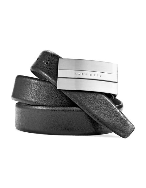 Hugo Boss Leather Belt With Placket Buckle In Black For Men Lyst