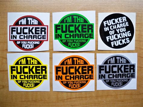 6 Pack Funny Hard Hat Stickers Fker In Charge Of You Vinyl Decals
