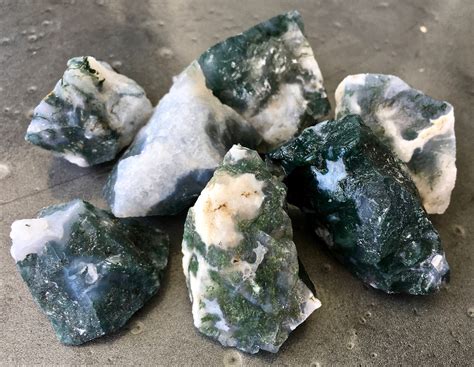 Raw Moss Agate Stone Raw Stones Raw Moss Agate Crystal | Etsy