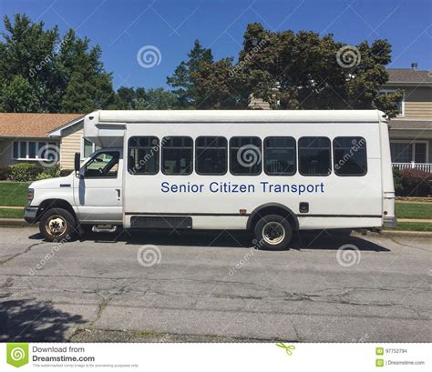 Local transportation services for seniors living at home. Senior Citizen Transport Bus Editorial Stock Image - Image ...