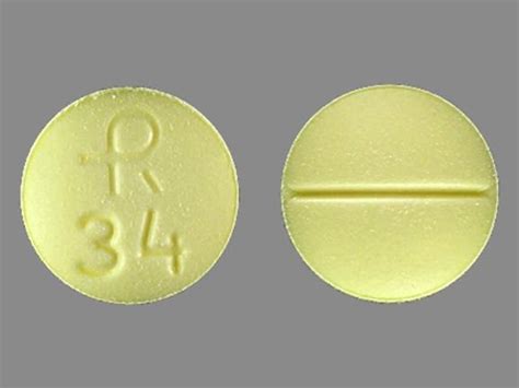 R 34 Pill Yellow Round 8mm Pill Identifier