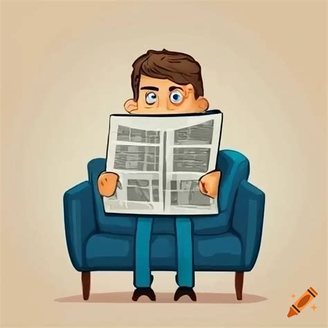 Cartoon Man Hiding Behind A Newspaper