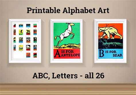 Printable Alphabet Art Vintageabc Letters All 26 Alphabets Etsy