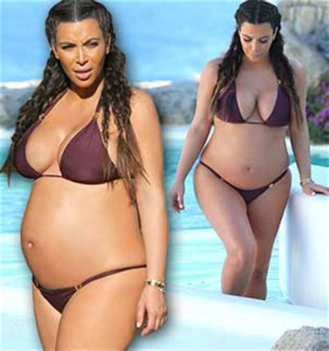 Kim Kardashian Shows Off Growing Baby Bump In Bikini