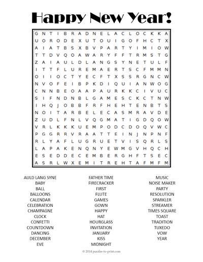 New Years Word Search Free Printable Free Printable Templates