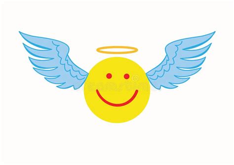 Cute Angel Emoticon With Wings Emoji Smiley Stock Vector
