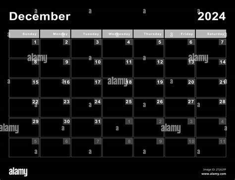 December 2024 Calendar Week Start Sunday Modern Design Stock Photo