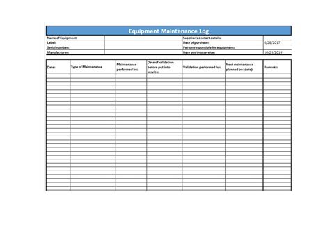 Excel Machine Maintenance Report Format Customer Service Report