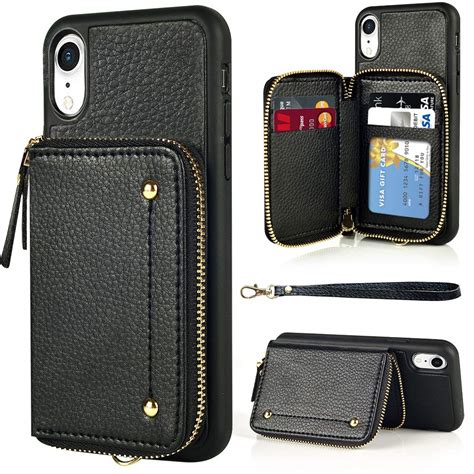 Magnetic closure design can make your cards or case securest. iPhone XR Wallet Case Durable Leather Zipper Card Holder Slot Cover Strap Black | eBay