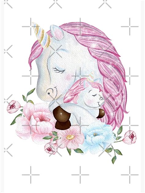 Unicorn Mom And Baby Unicorn Hug And Love Canvas Print For Sale By