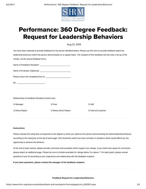 360 Feedback Sample Master Of Template Document