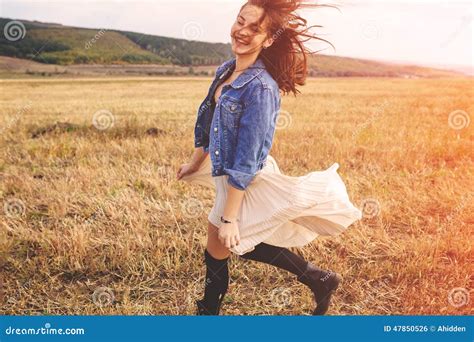 Beauty Girl Outdoors Enjoying Nature Free Happy Woman Stock Photo