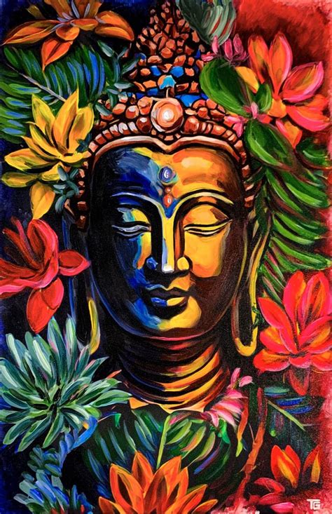 The Spiritual Self The Buddha Original Acrylic Canvas Painting By Da