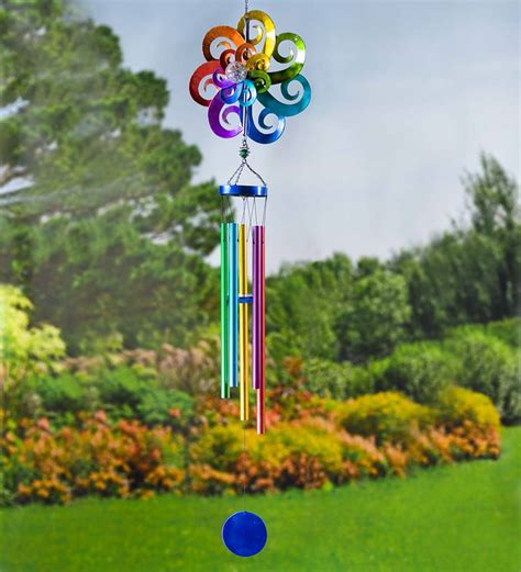 Large Hanging Solar Spinner Wind Chime Plowhearth