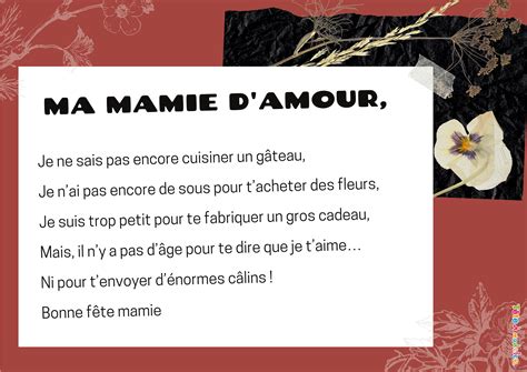 Poeme Pour Mamie Un Poeme Pour Une Mamie D Amour Imprimer Pour La The