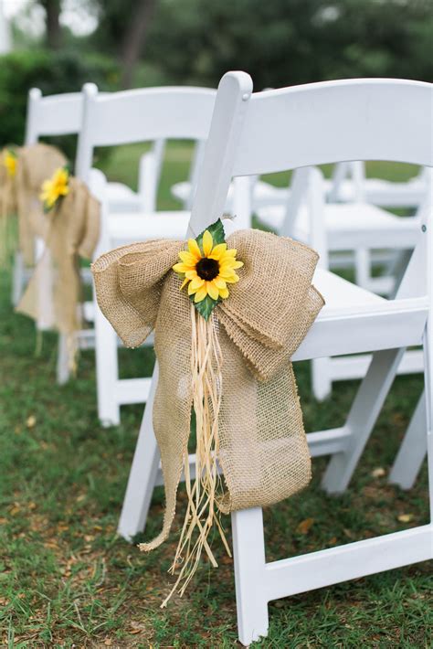 Chair bows are a popular way to help tie in the colors and styles of your event to make it cohesive. 39 Sunflower Wedding Ideas and Wedding Decorations - ChicWedd