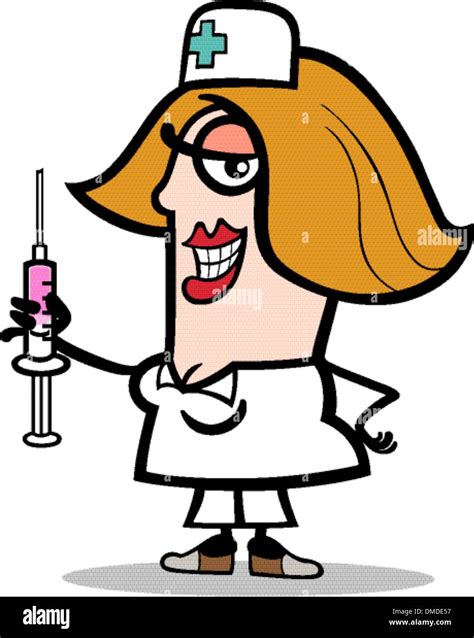 Nurse With Syringe Cartoon Illustration Stock Vector Image And Art Alamy