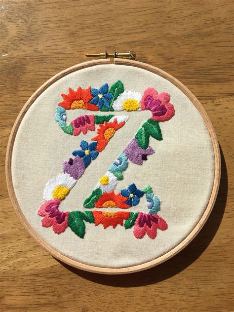 Cézanne painted and modelled space. Floral negative space 'Z', a new baby gift. : Embroidery